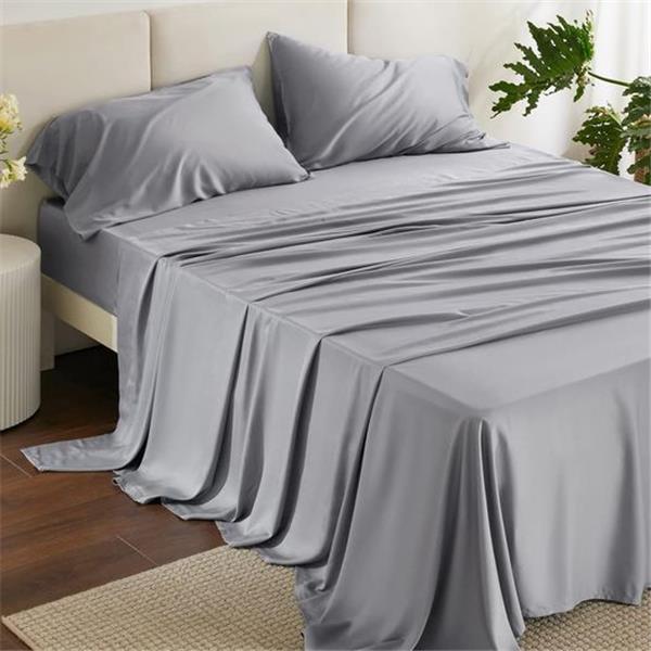 Bedsure King Size Sheet Set, Cooling Sheets King, Rayon Derived from Bamboo, Deep Pocket Up to