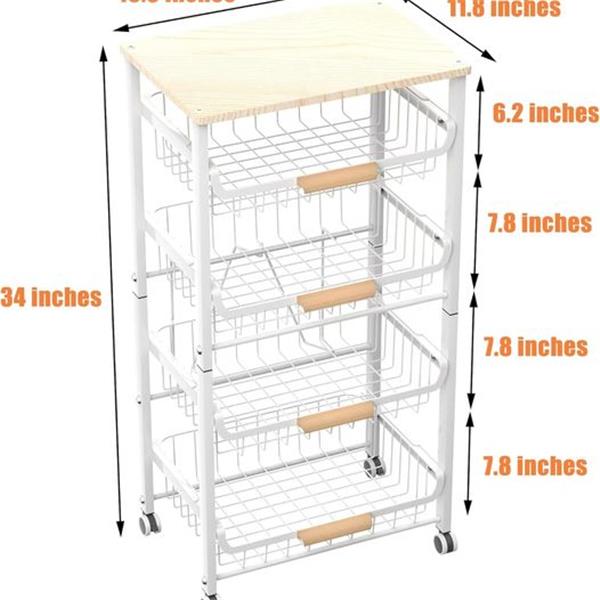 NiuYichee 5-Layer Fruit Basket Kitchen Food Storage Organizer and Storage Rack, Stackable Stora