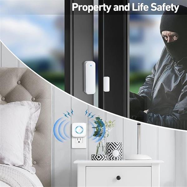 Door Chime, Satisure Wireless Door Open Contact Sensor Alarm Chime with 600 FT Range 58 Chimes