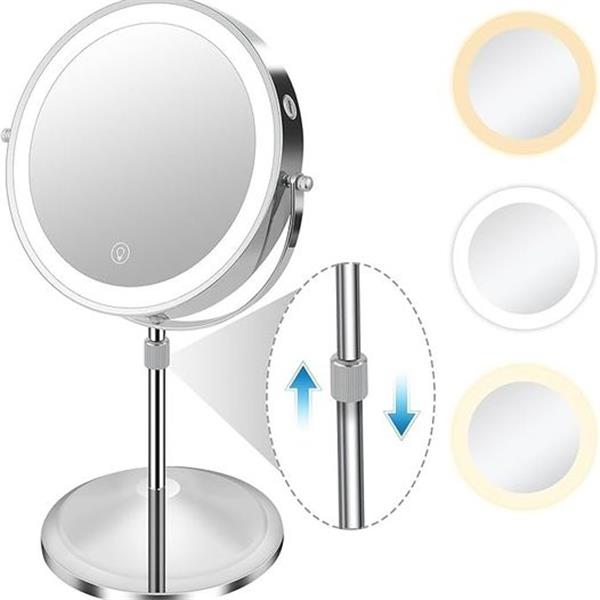 9’’ 【Plus Size】 Rechargeable Lighted Makeup Mirror 1X/10X Double Sided Adjustable Vanity Mirror