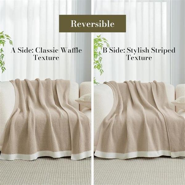 Amélie Home Chenille Waffle Throw Blanket for Couch, Reversible Soft Cozy Knit Blanket Lightwei