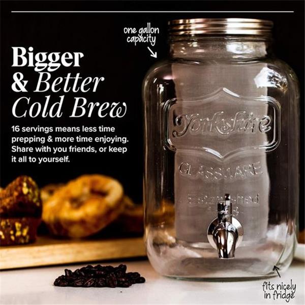 Willow & Everett Cold Brew Coffee Maker - 1 Gallon Iced Tea & Coffee Cold Brew Maker - Glass Pi