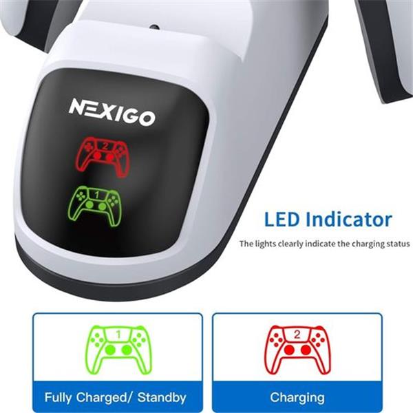 NexiGo Dobe Upgraded PS5 Controller Charger, Dual Charing Station with LED Indicator, High Spee