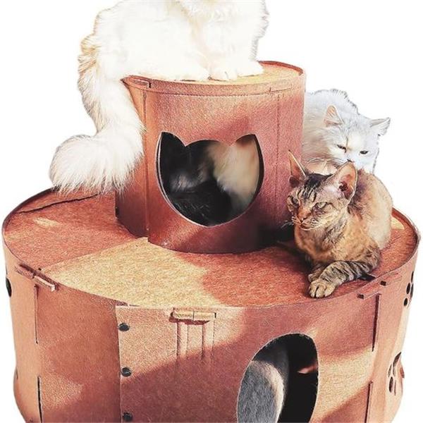 Miscati DIY Cat Cave Tunnel Bed, Cozy Donut Cat Hideout, Large Cake Cat Condo, Cat Cave Indoor