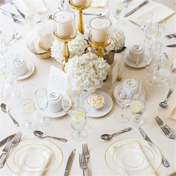 Zhehao 120 Pcs Clear Gold Plastic Plates Gold Disposable Plates with Gold Trim Include 60 Party