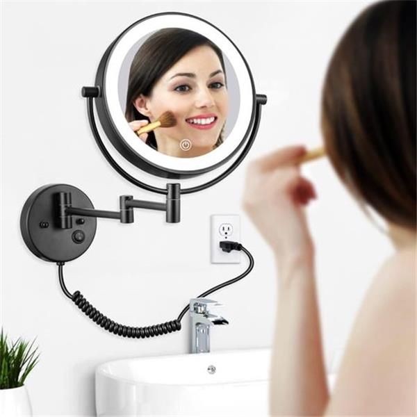 9 Inch Wall Mounted Makeup Mirror, 1X/10X Magnifying Mirror with Light, Dimmable Makeup Mirror