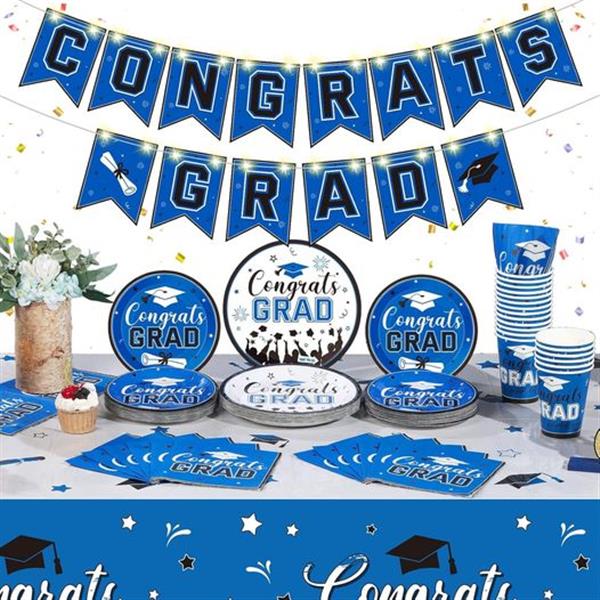 Capoda 123 PCS Congrats Grad Party Set Serve for 30 Graduation Decoration Banner with LED Light