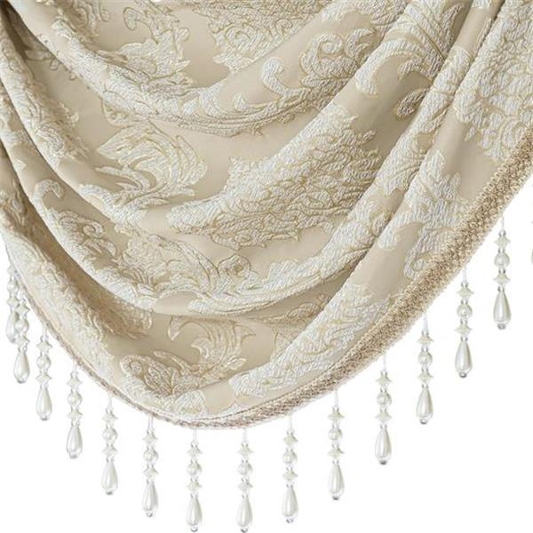 Loom and Mill Luxury Jacquard Waterfall Valance for Living Room, Elegant Damask Swag Window Val