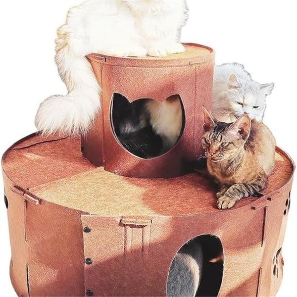 Miscati DIY Cat Cave Tunnel Bed, Cozy Donut Cat Hideout, Large Cake Cat Condo, Cat Cave Indoor