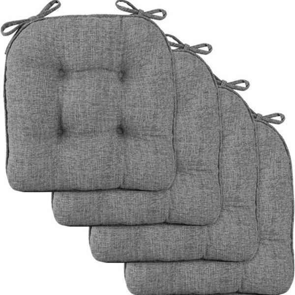 downluxe Indoor Chair Cushions for Dining Chairs, Tufted Overstuffed Textured Memory Foam Kitch