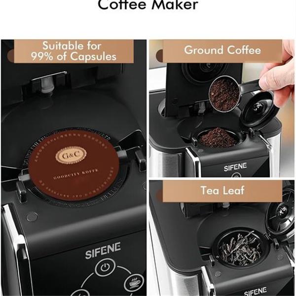 SiFENE Coffee Machine, 3 in 1 Single Serve Coffee Maker, Personal Coffee Brewer for K-Pod Capsu