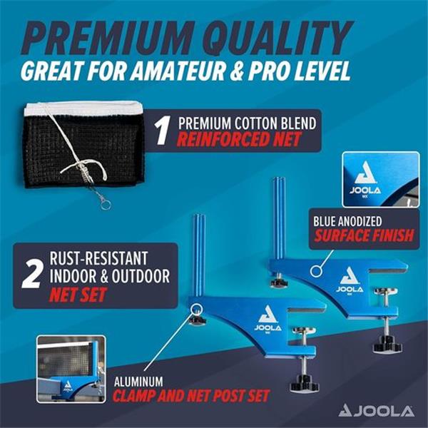 JOOLA Professional Grade WX Aluminum Indoor & Outdoor Table Tennis Net and Post Set - Quick Set