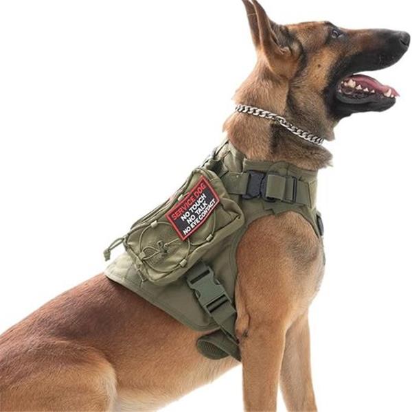 Tactical Dog Harness for Large Dogs No Pull, Adjustable Heavy Duty Dog Harness,2X Metal Buckle,