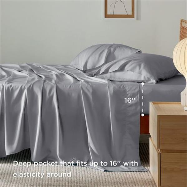 Bedsure King Size Sheet Set, Cooling Sheets King, Rayon Derived from Bamboo, Deep Pocket Up to