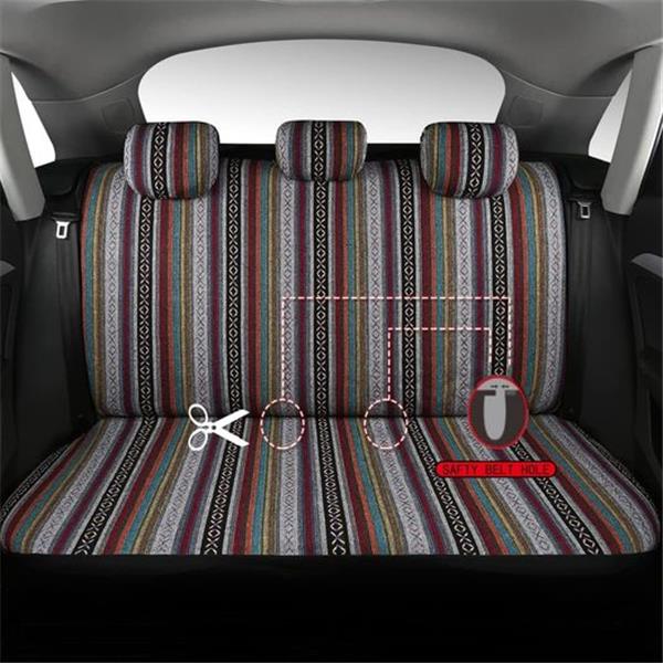 PONYJOYUP Baja Saddle Blanket Car Seat Covers 7PCS Full Set, Breathable and Washable Striped Wo