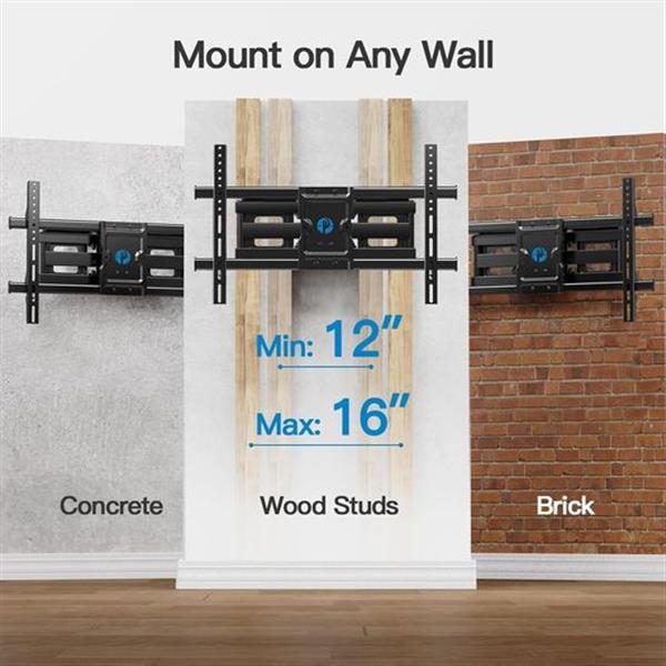 Pipishell Full Motion TV Wall Mount for 37-75" Flat Curved TVs, Wall Mount TV Bracket with Dual