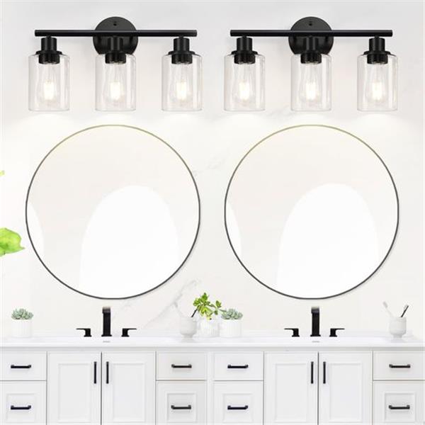 3-Light Bathroom Light Fixtures, Black Bathroom Wall Lights, Modern Vanity Light( NO BULB)