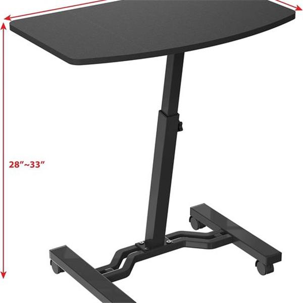 SHW Height Adjustable Mobile Laptop Stand Rolling Desk, Black