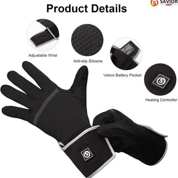 Heated Liners Gloves for Men Women, SAVIOR HEAT Thin Electric Rechargeable Battery Heated Size xxs