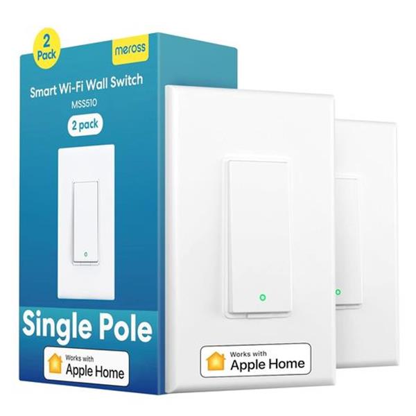 meross Smart Single Pole Switch 2 Pack, Work with Apple HomeKit, Alexa, Hey Google and SmartThi