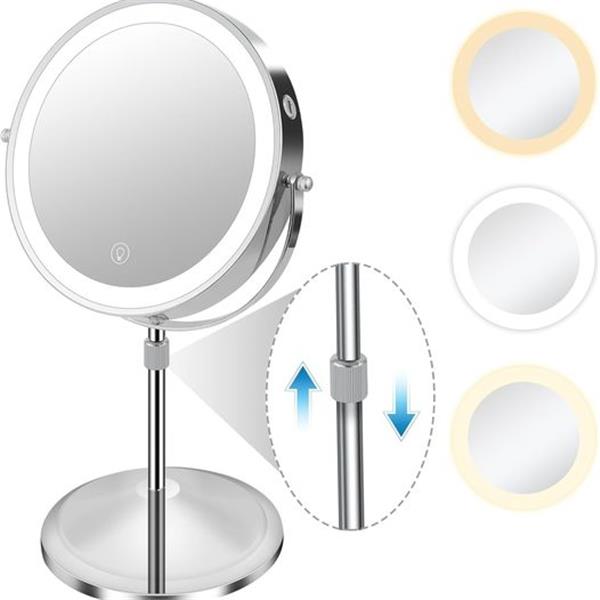 9’’ 【Plus Size】 Rechargeable Lighted Makeup Mirror 1X/10X Double Sided Adjustable Vanity Mirror