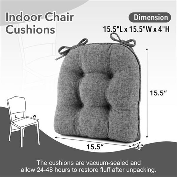 downluxe Indoor Chair Cushions for Dining Chairs, Tufted Overstuffed Textured Memory Foam Kitch
