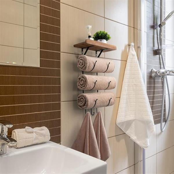 Towel Rack Wall Mounted for Bathroom, IRIIJANE Metal Bath Towel Holder Storage Hand Towels w/Wo