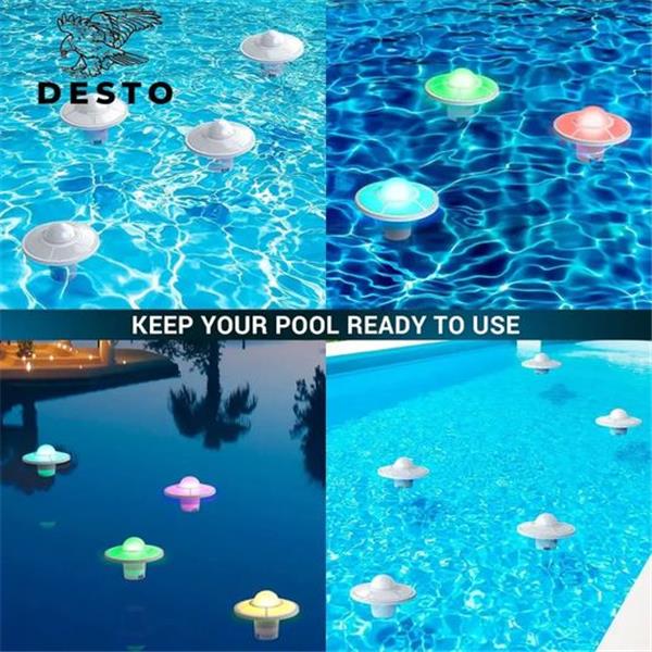 AIRSEE Pool Chlorine Floater with Rechargeable UFO Lights, Pool Chemical Dispenser for 4x3” Chl