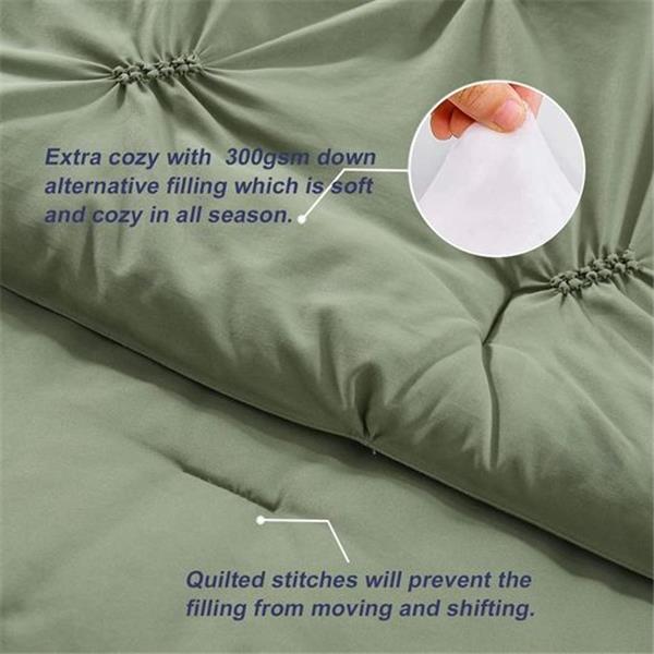 Anluoer Queen Comforter Set -Pintuck Down Alternative Comforters with 2 Pillow Shams, Soft Quee