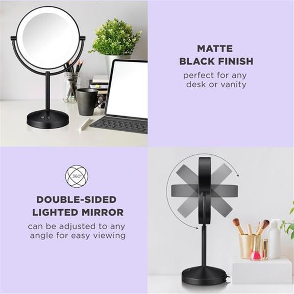 Conair Lighted Makeup Mirror, LED Vanity Mirror, 1X/10x Magnifying Mirror, Corded in Matte Blac
