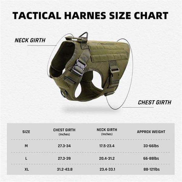 Tactical Dog Harness for Large Dogs No Pull, Adjustable Heavy Duty Dog Harness,2X Metal Buckle,