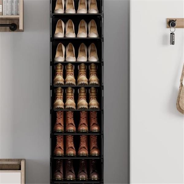 FIDUCIAL HOME Shoe Cubby 9 Tiers Covered Shoe Rack Shelf Storage Organizer Tall Narrow