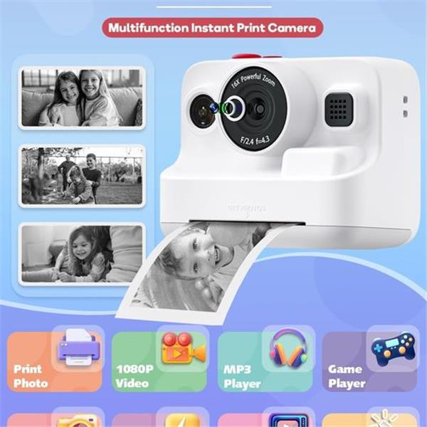 Dylanto Instant Print Camera for Kids,2.4 Inch Screen Kids Instant Cameras with Zero Ink,Christ