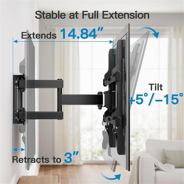 Pipishell Full Motion TV Wall Mount for 37-75" Flat Curved TVs, Wall Mount TV Bracket with Dual