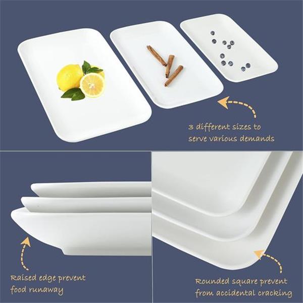 HAPPY KIT Large Serving Platter, 16"/14"/12" White Large Serving Tray, Ceramic Party Trays&Plat