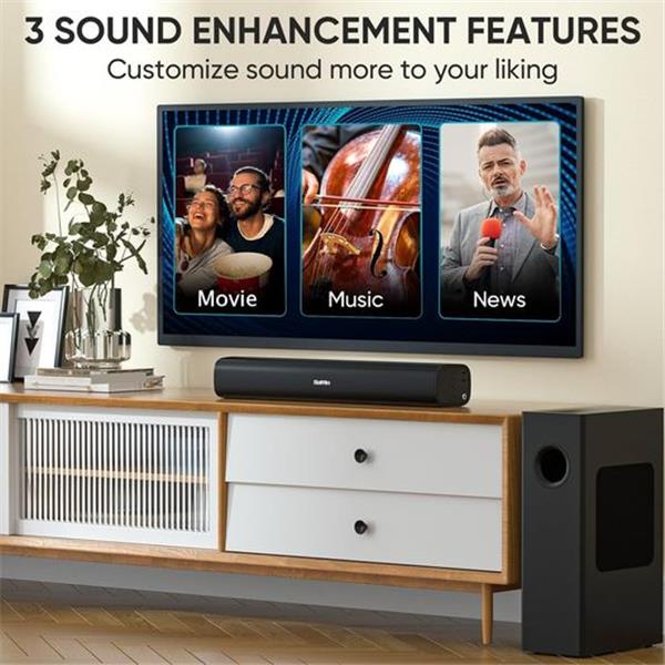 Saiyin Sound Bars for TV with Subwoofer,2.1CH Soundbar for TV,PC,Gaming, Surround Sound System