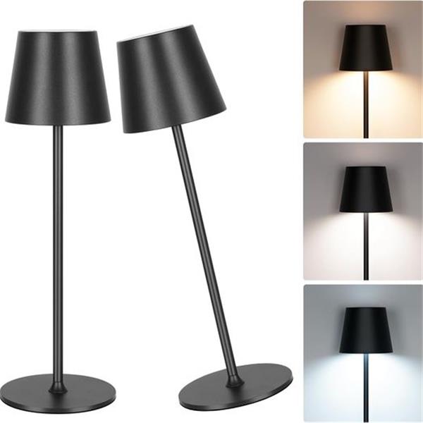 Set of 2 Cordless Table Lamp, Portable LED Desk Lamp with 3 Color Stepless Touch Dimming, 5200m