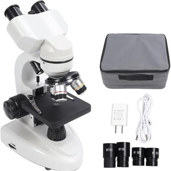 Compound Binocular Microscope, 40X‑5000X Binocular Compound Microscope with WF10X & WF50X Eyepi