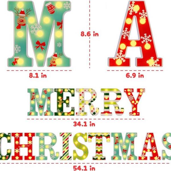 Christmas Decorations - 14 LED Letters Christmas Lights 'MERRY CHRISTMAS' for Christmas Party H