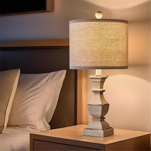 PoKat 20.5" Retro Farmhouse Table Lamps Nightstand Lamp for Bedroom Vintage Rustic Table Lamps