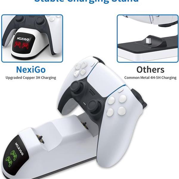 NexiGo Dobe Upgraded PS5 Controller Charger, Dual Charing Station with LED Indicator, High Spee