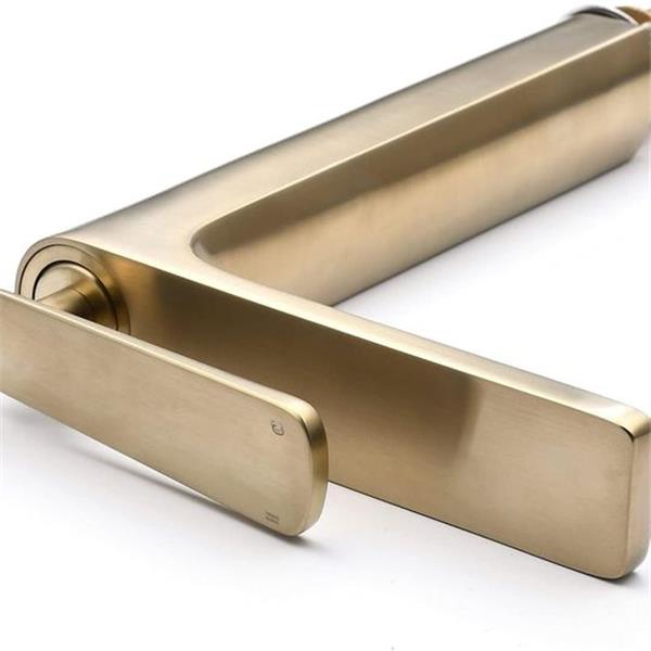 SHUNLI Brushed Gold Bathroom Faucet, Bathroom Vessel Sink Faucet Brushed Brass, Tall Bathroom F