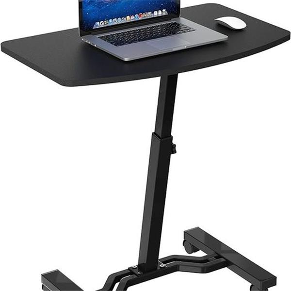 SHW Height Adjustable Mobile Laptop Stand Rolling Desk, Black