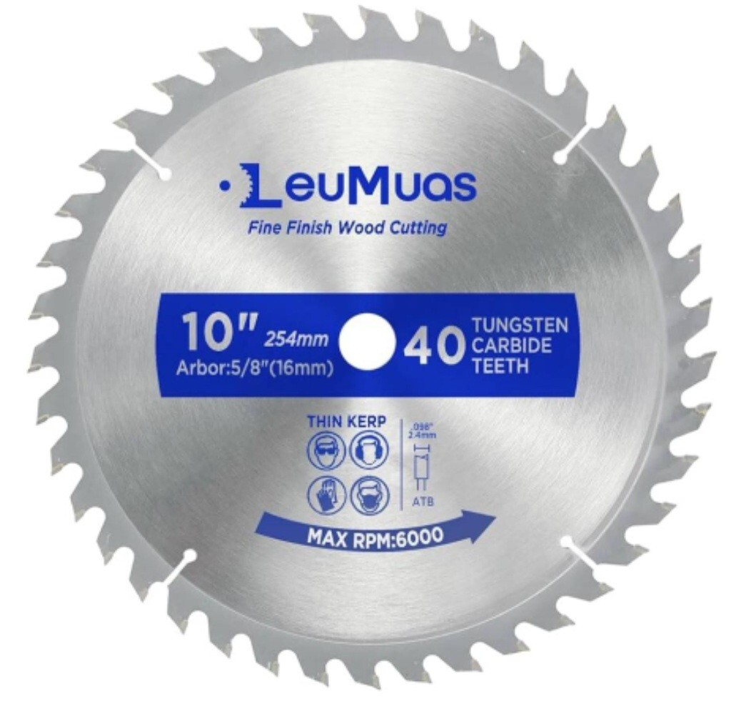 Leumuas 10 Inch 40 Tooth Miter Saw Blade (Wood) 5/8"