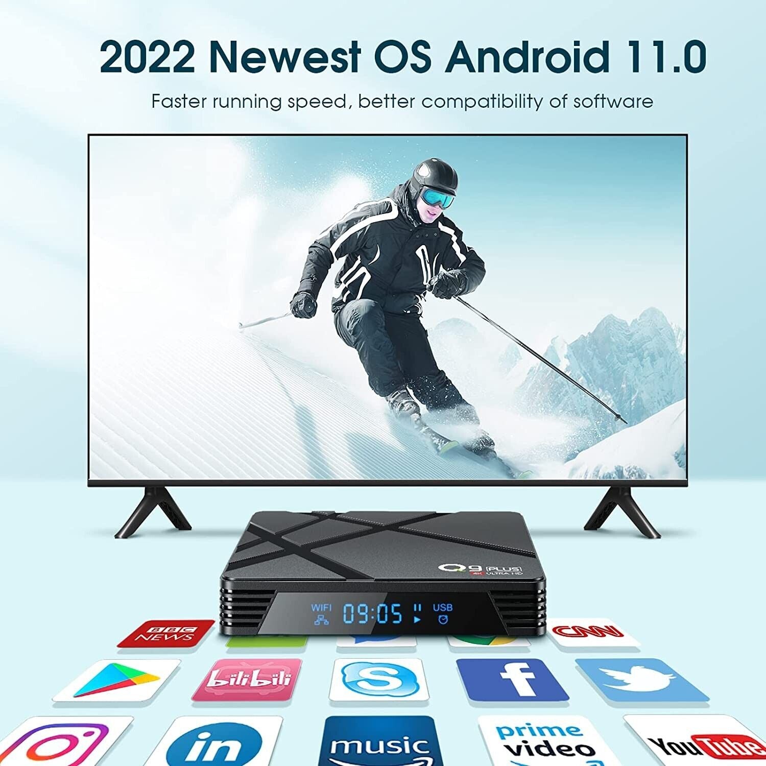 Android TV Box 11.0 , Q9 Plus Android TV Box 4GB RAM 32GB ROM