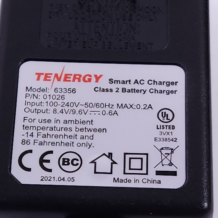 Tenergy Smart AC Charger Battery Charger TN026 - A1