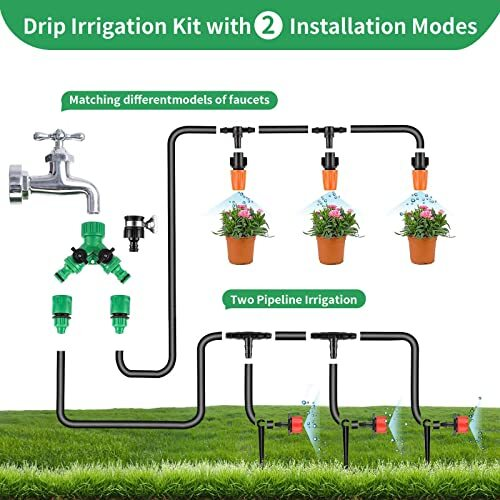 Garden Drip Irrigation Kit,98FT Greenhouse Micro Automatic Drip Irrigation